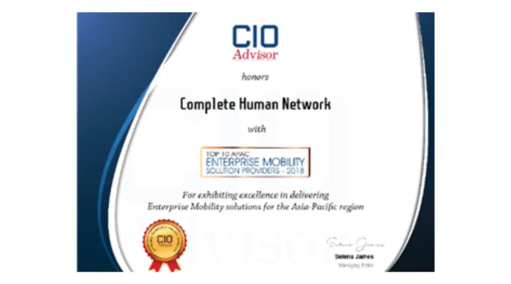 CIO Advisor awards CHN for Top 10 APAC Enterprise Mobility Technology Companies in 2018