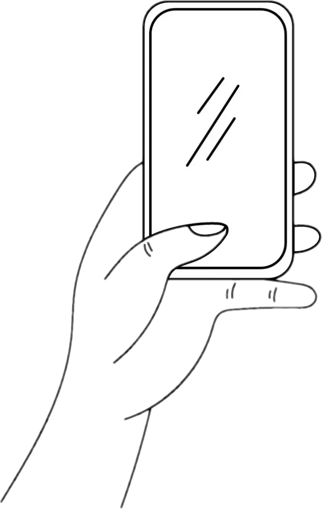 A hand holding a personal device