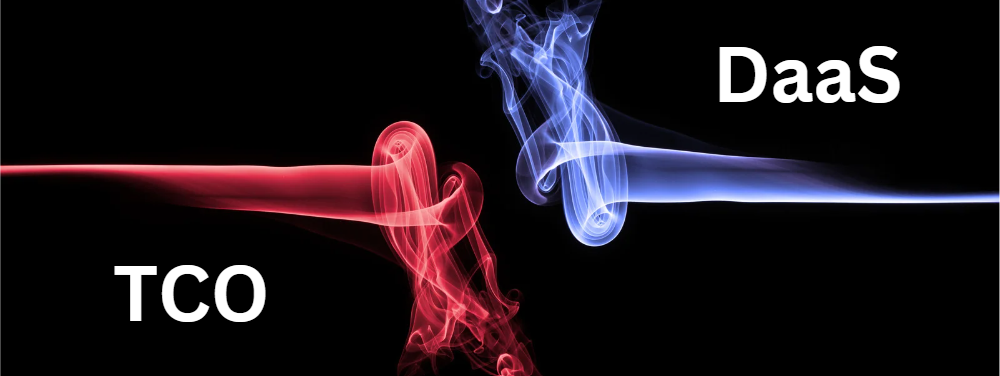 A graphic design image indicate DaaS vs TCO