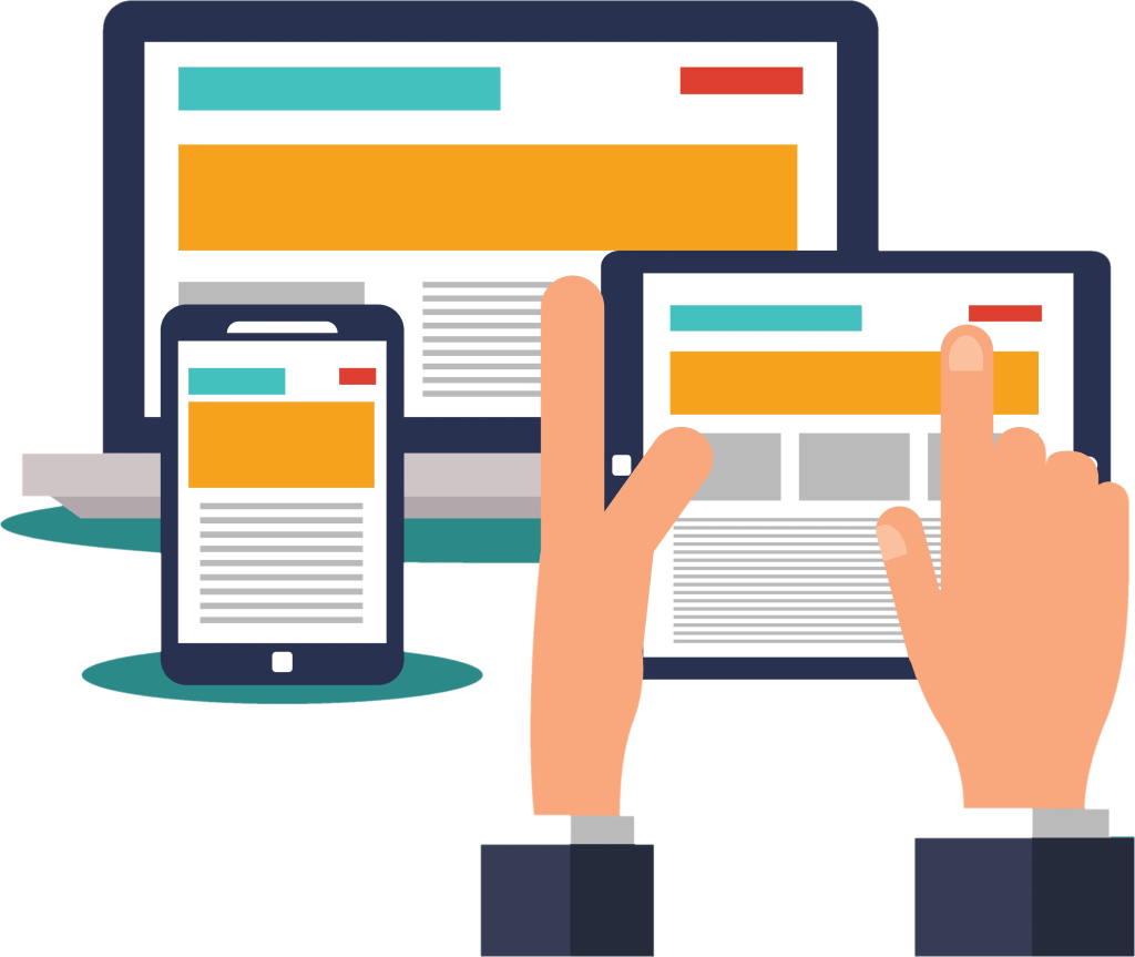 Showing a pair of hand using ipad