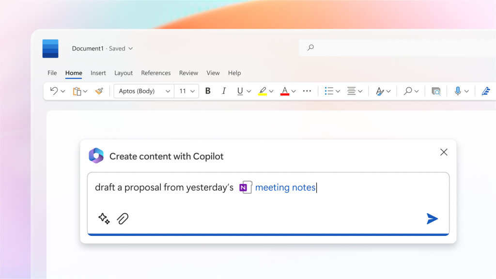 Using Copilot in microsoft word