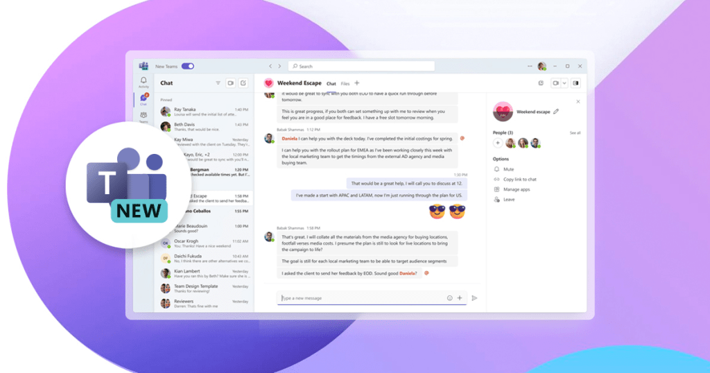New microsoft teams layout