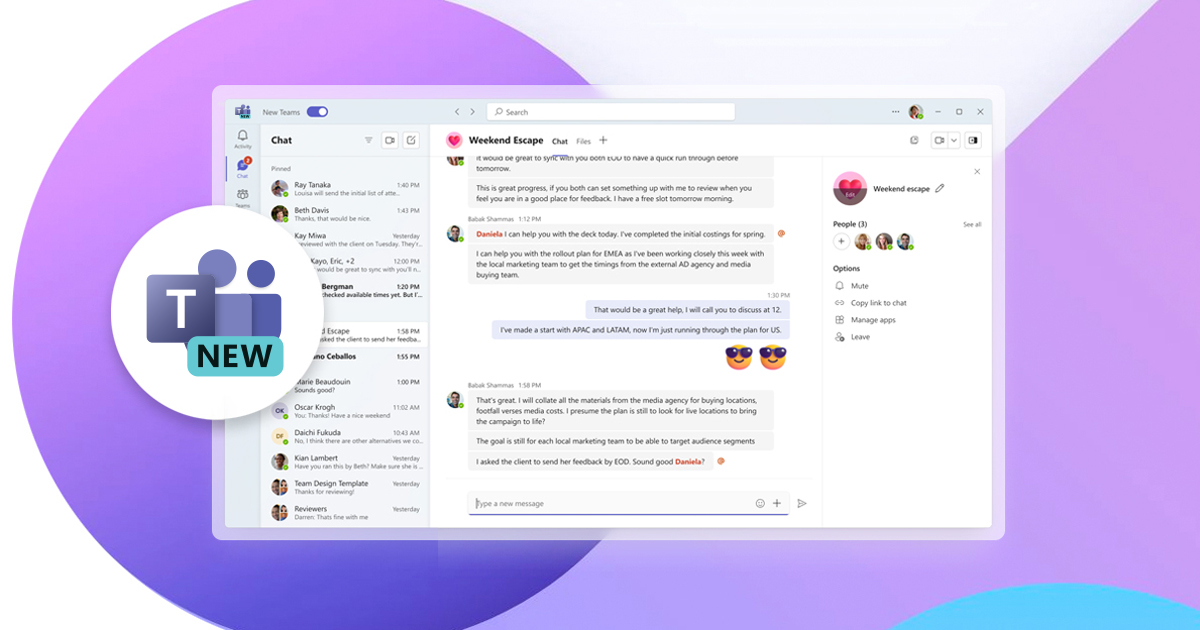 New microsoft teams layout