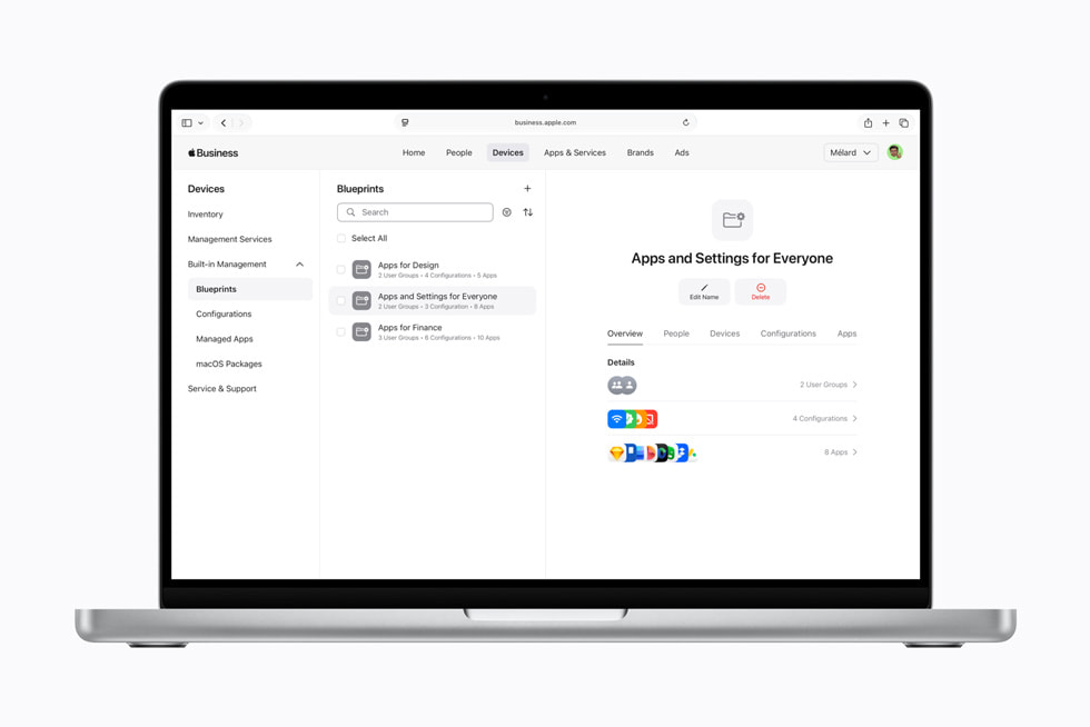 apple business configuration settings