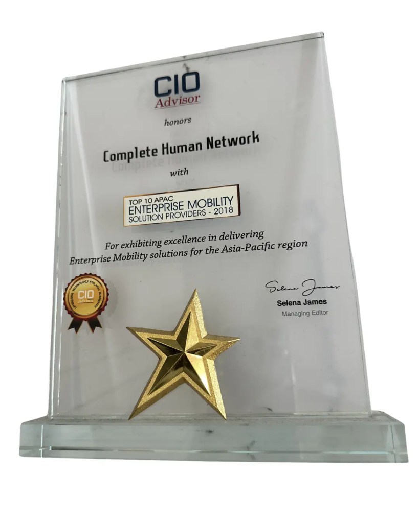 CIO Advisor Top 10 APAC Enterprise Mobility Solution Providers - 2018 trophy to chn
